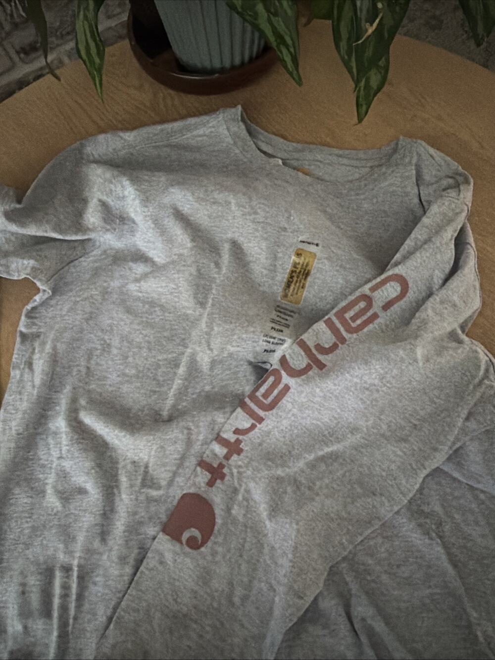 Carhartt Womens Plus 1X 16W/18W Heather Gray Sleeve Logo LS Tee NWT